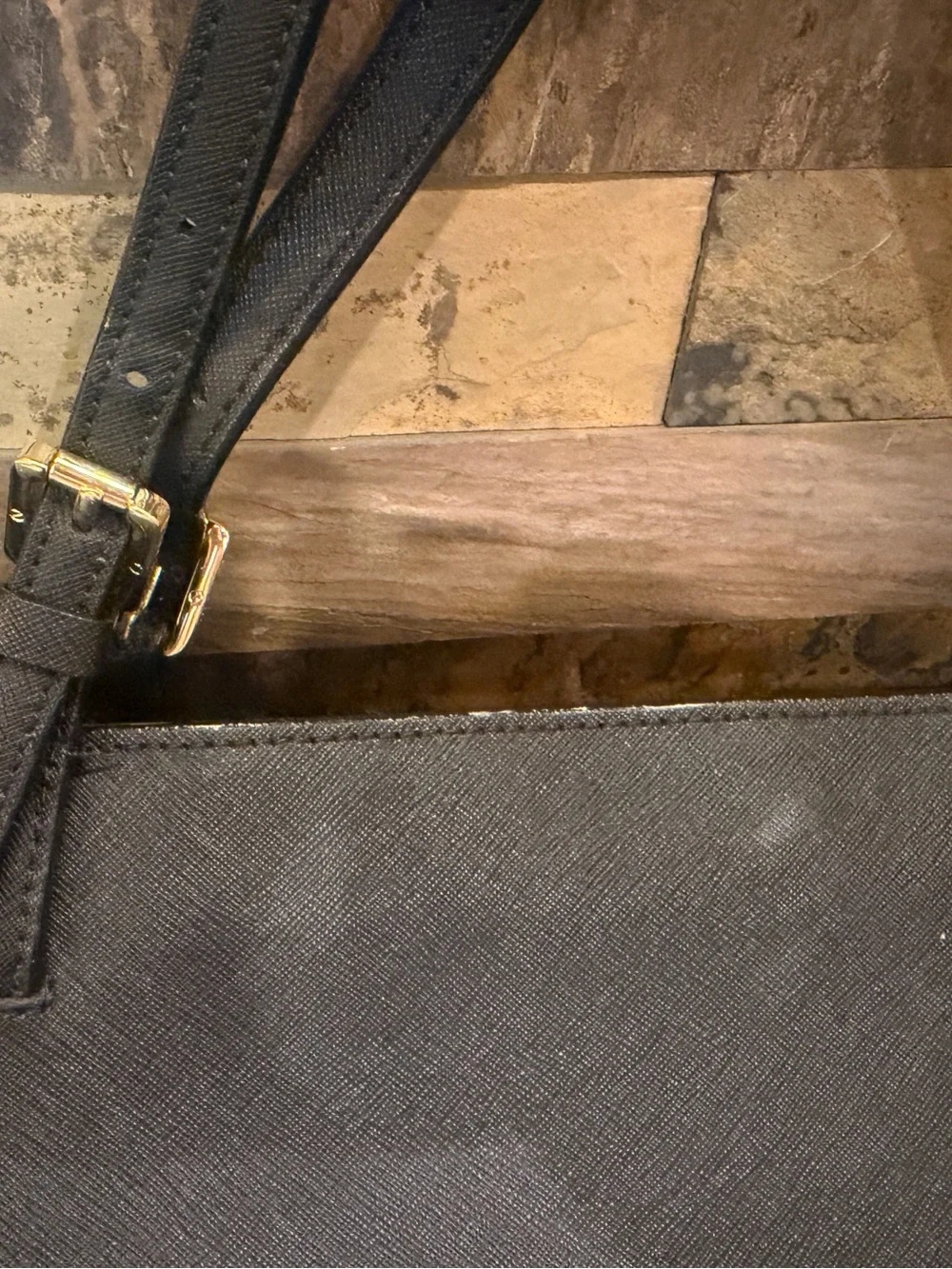 Tory Burch Black Leather Tote with Gold Logo and Hardware